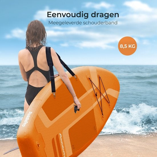 LifeGoods SUP Board - Deluxe Set - avec siège - Planche à pagaie gonflable - Max. 135KG - 320x81cm - Orange