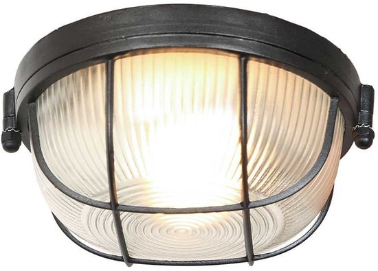 Plafonnier Lisanne 1342ZW | Métal noir et abat-jour en verre | Ø 17 cm, hauteur 8 cm | Mexlite | Design tendance pour l'intérieur
