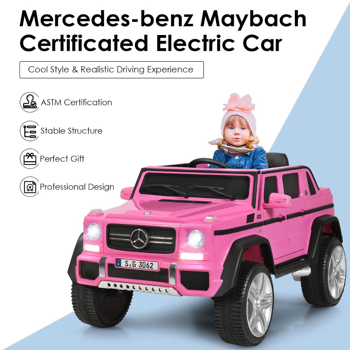 Coast Voiture électrique pour enfant - Mercedes Benz - jusqu'à 8 ans - Max. 30 kg - Rose