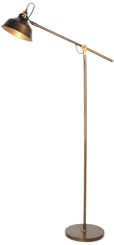 Lampadaire en bronze Nove 1322BR avec détails dorés E27 - Orientable et inclinable - Design industriel - Mexlite - Cordon de 190 cm