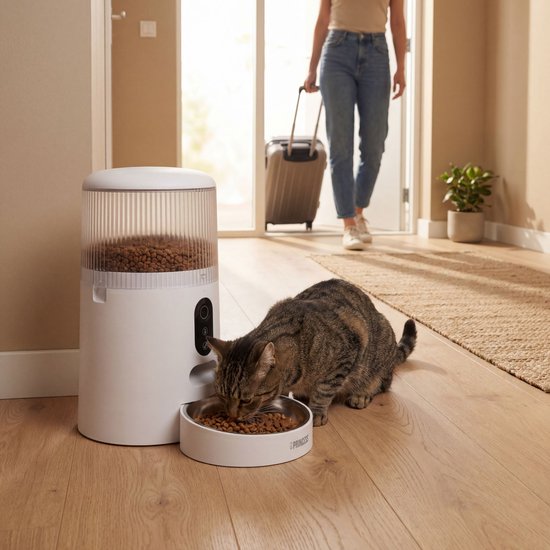 Mangeoire automatique Princess - Caméra HD et fonction intelligente - 4 litres – Chat et chien – Commande via application – Repas programmables – Bol en acier inoxydable – Batterie de secours – Distributeur automatique de nourriture – 610045