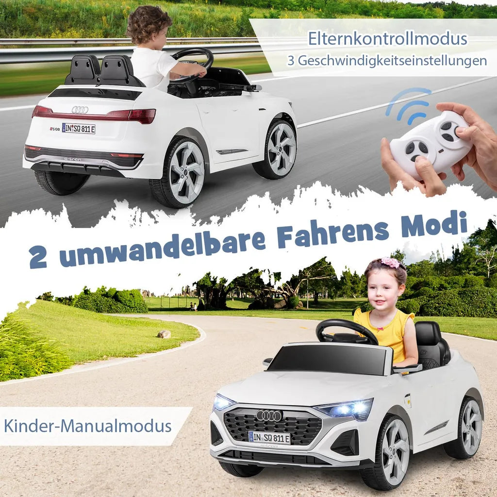 Coast Audi SQ8 Child Car White - Voiture électrique 12V avec télécommande, LED et musique - 98 x 49 x 43 cm