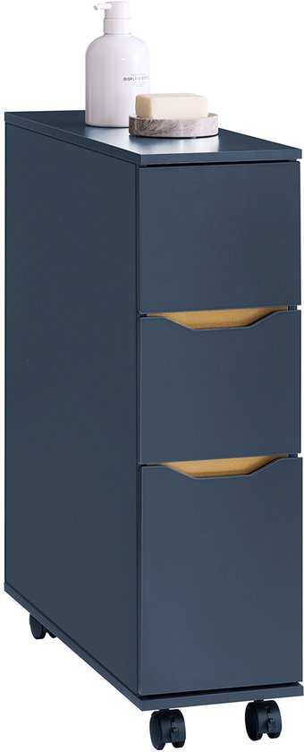 SoBuy BZR191-B Armoire de toilette - Chariot à roulettes bleu à faible encombrement