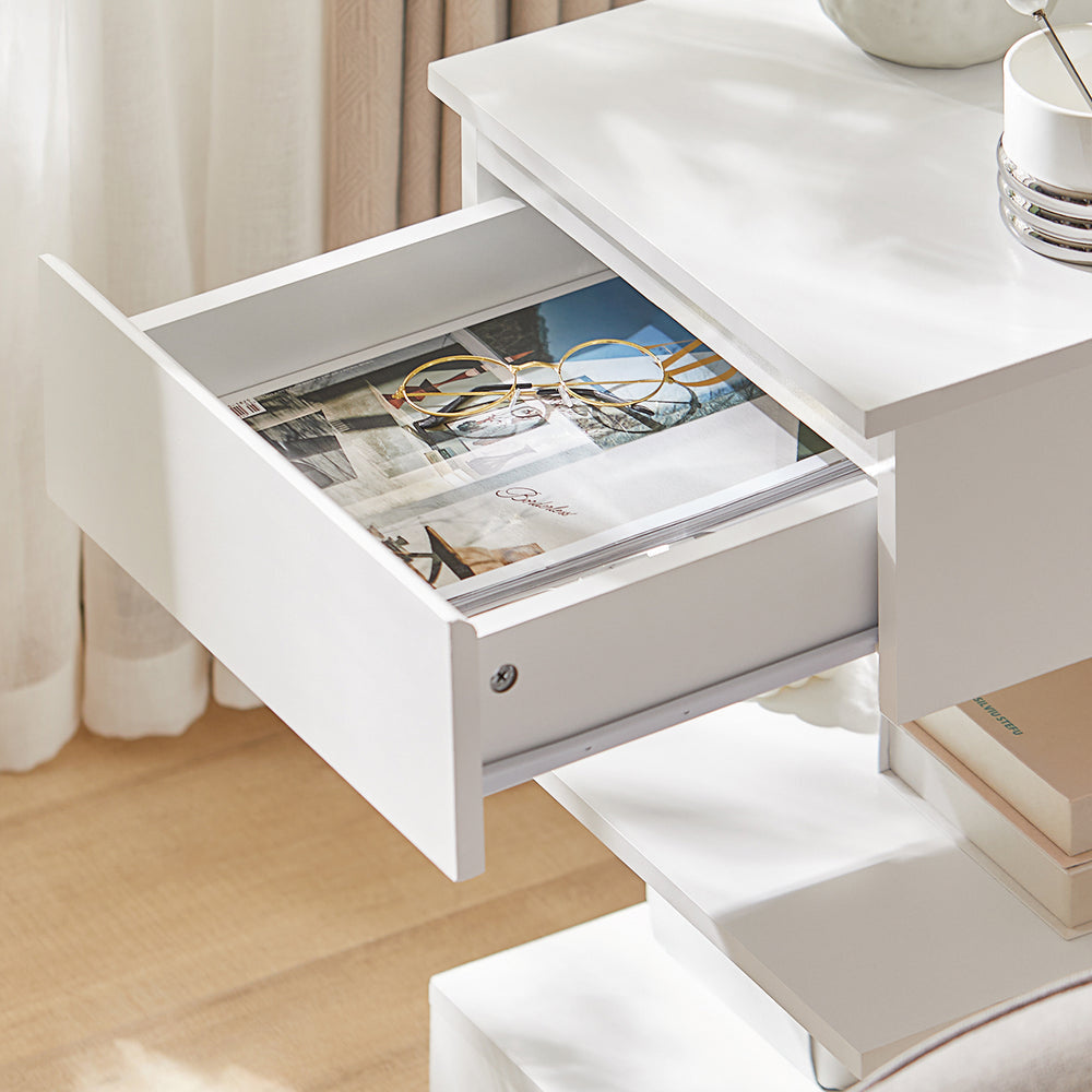 SoBuy Sideboard - Table basse avec 1 tiroir coulissant - Max. 60KG - 39 x 39 x 65 cm - Blanc
