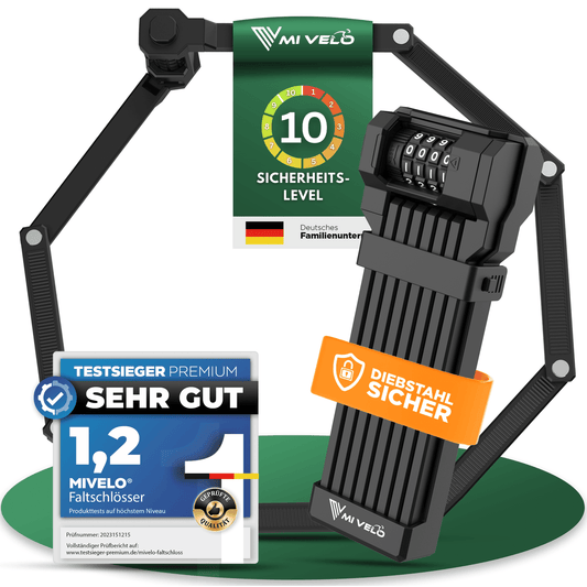 Serrure pliante à code numérique MIVELO - longueur 120 cm - étanche - niveau de sécurité 10/10 - acier au carbone - noir