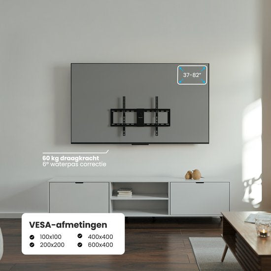Auronic Support mural pour TV - Inclinable - 37 à 82 pouces - Jusqu'à 60 kg - Noir