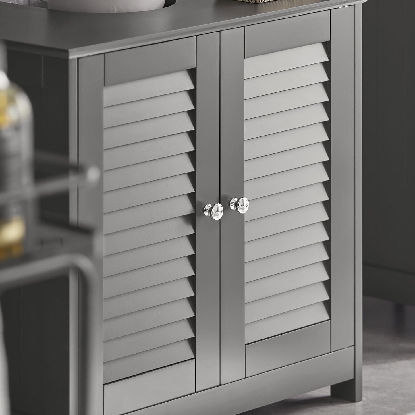 Meuble de salle de bain - SoBuy - 2 Portes et 2 Couches - Gris - 60x35x58cm