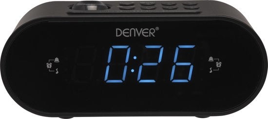 Radio-réveil Denver avec projection - Radio FM - Horloge de projection à 180° - Double alarme - CRP717 - Noir