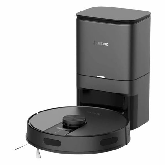 EZVIZ RE4 Plus - Robot aspirateur avec fonction de lavage, puissance d'aspiration de 4 000 Pa, station de vidage automatique, navigation et évitement d'obstacles - Compatible avec Google Assistant et Alexa - Noir