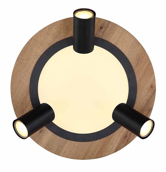 Globo - plafonnier - Kassu - noir naturel - métal - Ø 40 cm - LED - 67307D