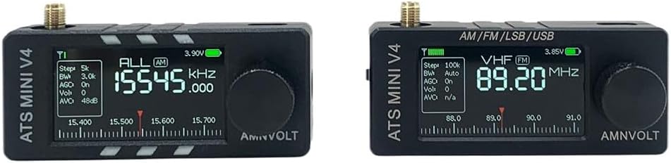 Récepteur DSP Niceminiwall ATS SI4732 V4 toutes bandes avec ESP32-S3 - FM/AM/ondes courtes/ondes longues/SSB (LSB/USB) - Écran IPS 1,9 pouces - Noir