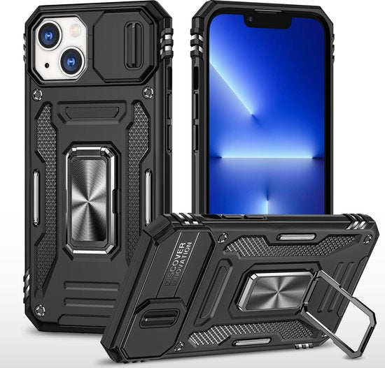 Étui Podec compatible avec l'iPhone 13 Mini - Étui anti-chocs hybride « Armor » avec support intégré et protecteur d'écran