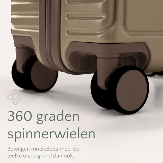 Skycases City Walker - Ensemble de valises 3 pièces | Léger et durable | 20, 24 et 28 pouces | Roues pivotantes à 360° | Verrouillage TSA | Housses de protection incluses - Champagne