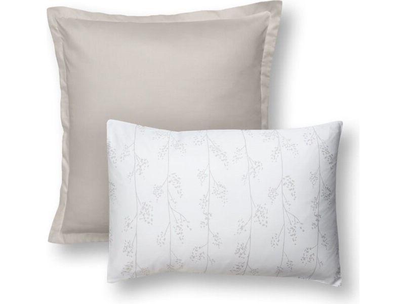 Taie d'oreiller Emma en satin - Motif réversible - dimensions 50 x 70 - Beige Floral Tree
