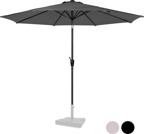 VONROC Premium Parasol à manche Recanati Ø300cm - Housse de protection incluse - Parasol rond - Inclinable - Toile résistante aux UV - Gris