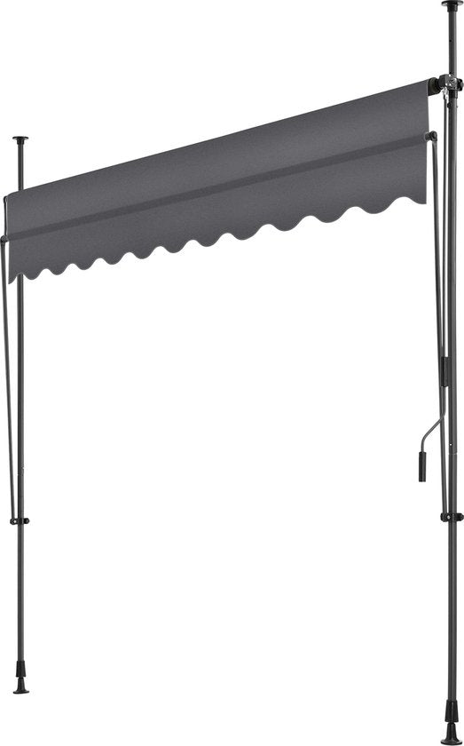tectake - store à pinces - parasol - store - réglable - store à pinces - parasol balcon - 250 x 120 cm - noir gris - store - 404962
