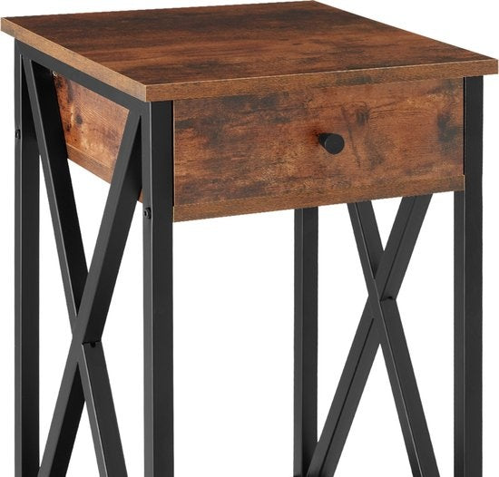 tectake® - Table d'appoint Dayton - industriel - brun foncé - 35 x 35 x 70,5 cm - 404451