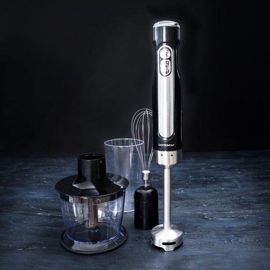 Ensemble mixeur plongeant Gastronoma - Sans fil et rechargeable - 100 W - Hachoir, fouet et verre doseur - 18210002 - Noir et inox