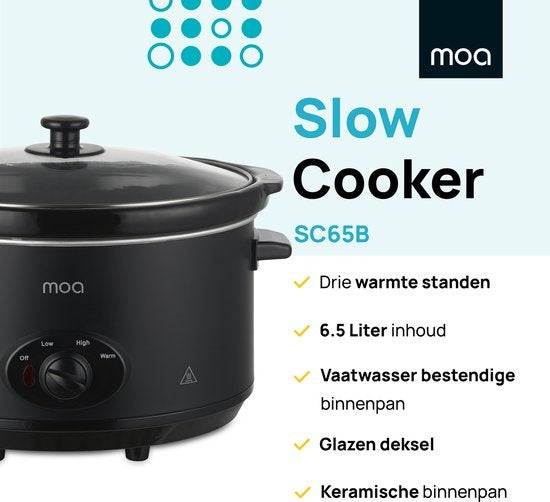 Mijoteuse MOA - 6,5 litres - Plaque intérieure en céramique - Noir - SC65B