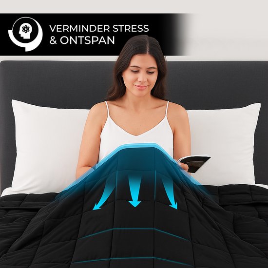 Vonia Couverture lestée 9 kg - Couverture lestée - 150 x 200 cm - Noir