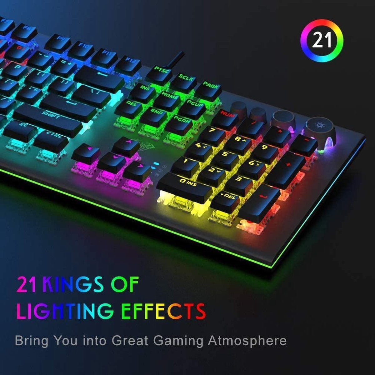AULA S2096 Clavier mécanique gaming RGB - QWERTY - Interrupteur noir