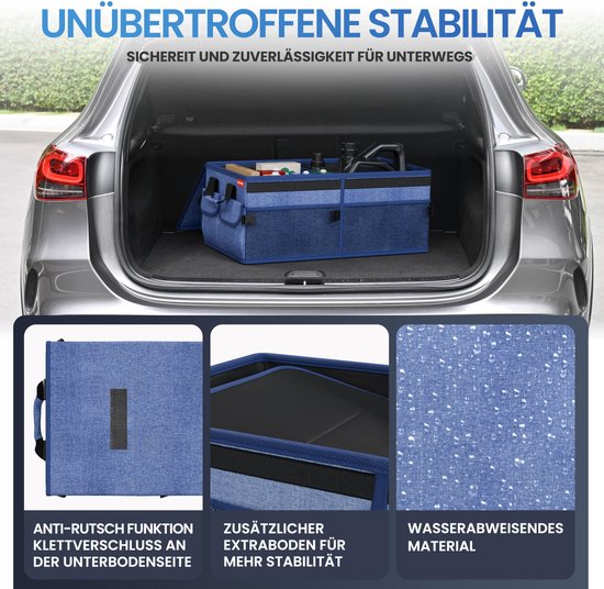 HELDENWERK Organisateur de bottes premium avec couvercle, robuste et antidérapant - Sac à bottes pliable, grand avec double fond - Boîte de coffre, boîte d'organisation de bottes