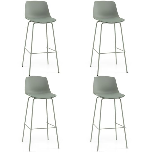Coast Barstools Set of 4 - Leatherette with Back 48 x 46 x 103 cm - Green