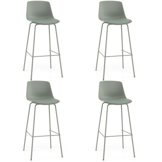 Coast Barstools Set of 4 - Leatherette with Back 48 x 46 x 103 cm - Green