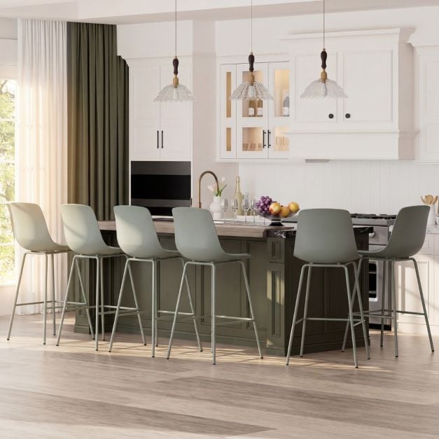 Coast Barstools Set of 4 - Leatherette with Back 48 x 46 x 103 cm - Green