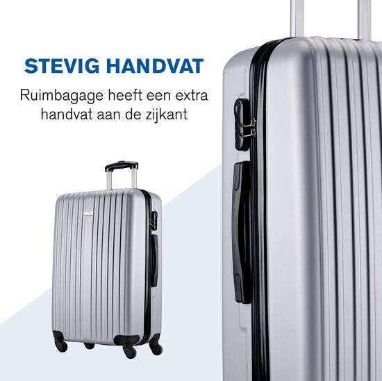 Slazenger Case Set 2 Piece - Hand Luggage Trolley 26L et Spacious Luggage Case 71L - Silver