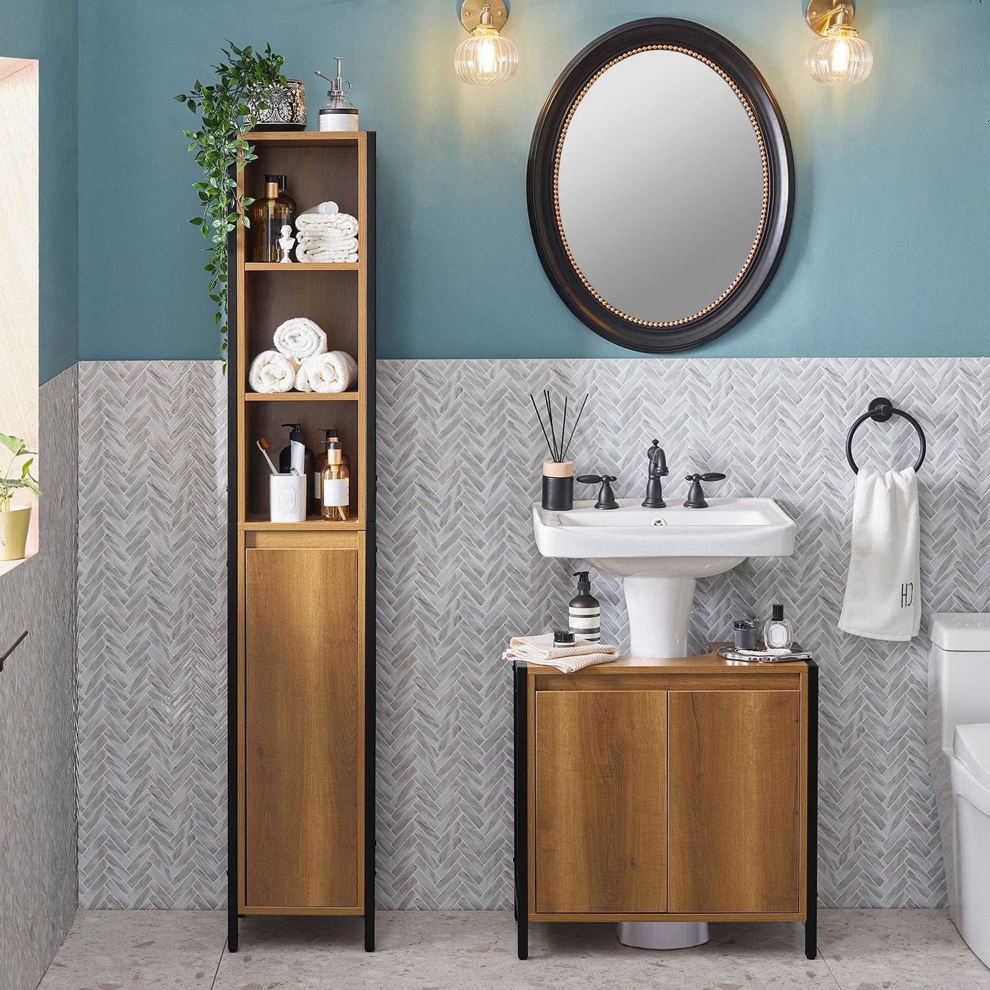 SoBuy Meuble colonne de salle de bain - 30 x 28 x 168 cm - Couleur bois