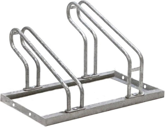 BRASQ Porte-vélos pour 2 vélos - Support pour vélos - Support pour vélos - Support pour vélos pour le sol Comprend le matériel de fixation - Argent