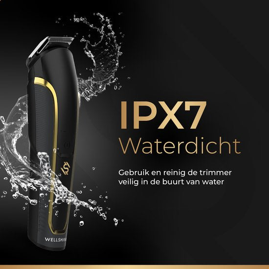 Wellshave 6 in 1 Beard trimmer Supreme - Tondeuse pour la barbe et le corps - Tondeuse pour le nez - Tondeuse pour le corps - IPX7 Waterproof - 6 accessoires inclus