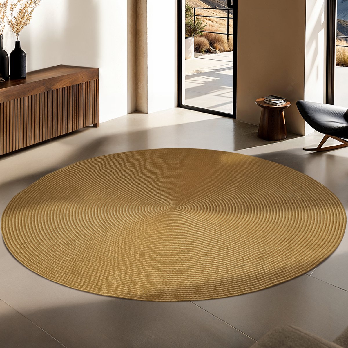 tectake® tapis tressé Raya - Ø 160 cm - aspect jute brun