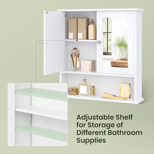 Eugad Armoire de toilette avec miroir - Blanc - 56 x 13 x 58,5 cm