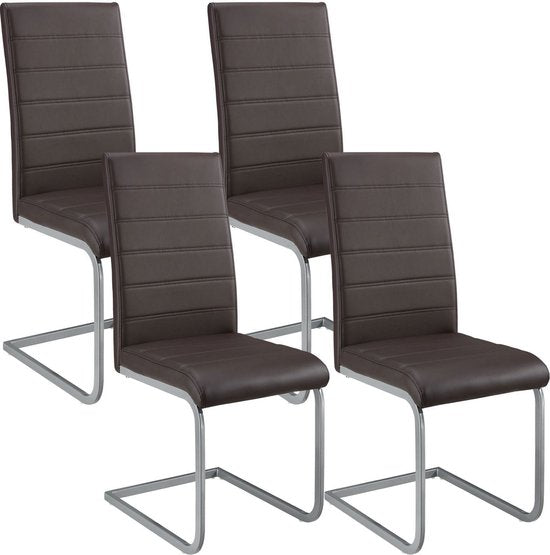 4 Chaises de salle à manger / chaise - Vegas - Cuir synthétique - Marron