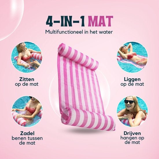 Travelly - Hamac d'eau de luxe - Hamac - matelas d'air - matelas d'air - piscine - jouet d'eau - hamac d'eau - rose