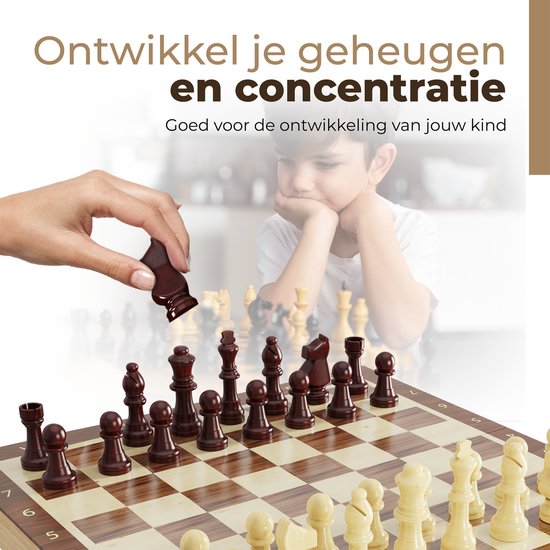 Échiquier Windsor - avec pièces - 30 cm - Annotations - Jeu d'échecs - Jeu d'échecs magnétique - Jeu d'échecs - Bois