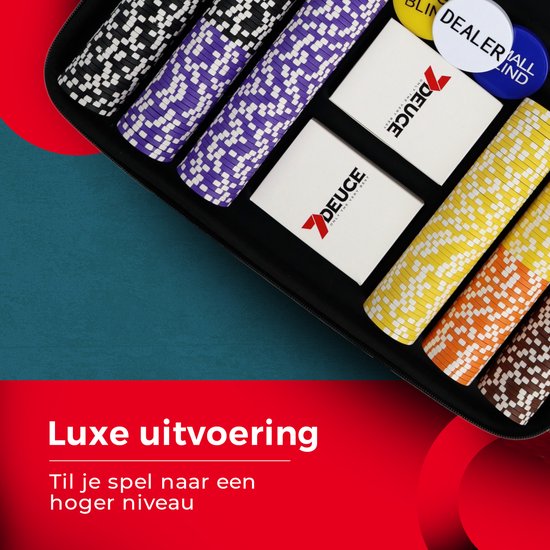 7DEUCE Poker Set - Starter Set - 300 jetons - Chiffon - Jetons de poker - Poker - Adultes