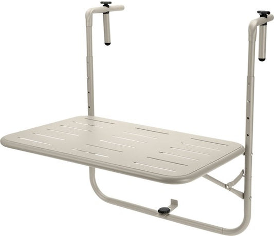 Table de balcon Pro Garden - métal - beige mat - 60 x 43 cm - Pliable - Hauteur réglable