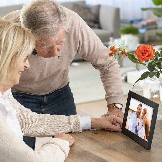 Cadre photo numérique Denver 10,1 pouces - écran en verre - HD - application Frameo - cadre photo - WiFi - IPS - écran tactile - 16 Go - noir - PFF1015B