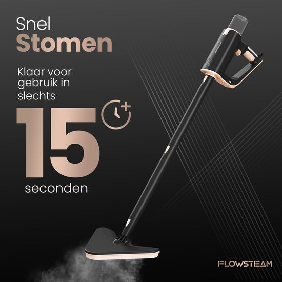 FLOWSTEAM® Deluxe Steam Cleaner - 13 accessoires - vapeur à 120° - nettoyeur de tapis - nettoyeur de taches - sèche-mains - cordon de 5 m - 2 lingettes microfibres incluses