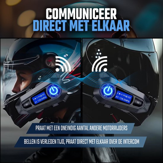 Tech Essentials R500 - Casque de moto - Avec Bluetooth 5.4 - Intercom - Radio - Microphone dur - Cyclomoteur - Scooter