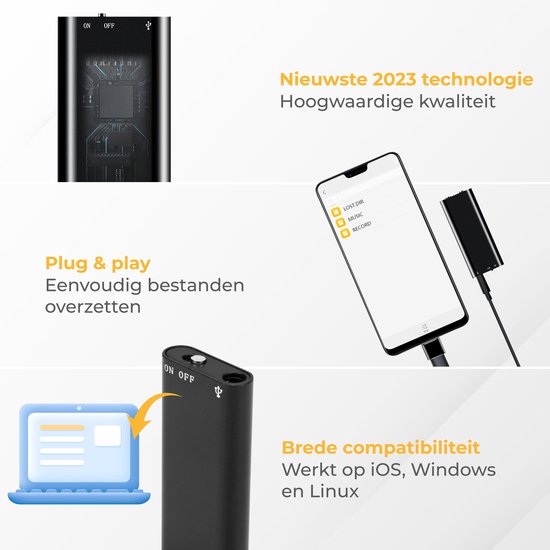 Nuvance - Ecoute clandestine - Mini écoute clandestine - Enregistreur vocal numérique - Enregistreur espion - Dictaphone - Enregistrement d'écoute clandestine
