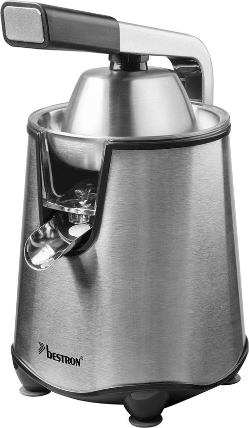 Presse-agrumes électrique Bestron - ACJ600SS - 200 W - Avec 2 cônes de pressage, filtre à pulpe, système anti-gouttes, levier de pressage - Argent - Garantie 5 ans