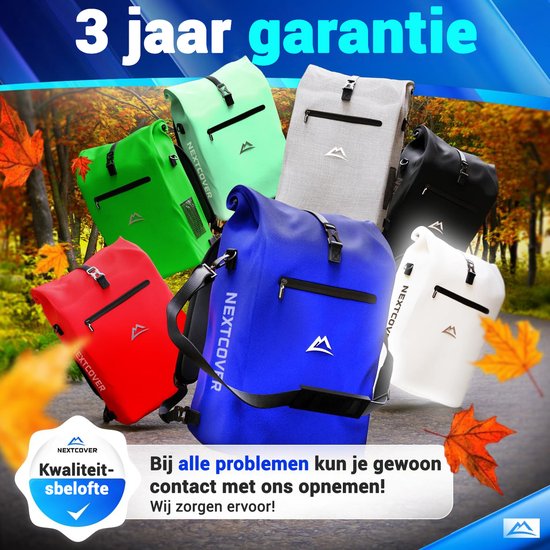 Nextcover 3in1 Bicycle Bag Single for Carrier [PVC free] | Waterproof Bicycle Bag, Backpack and Shoulder Bag 25L | Ideal for Laptop and Weekly Purchases | Bicycle Bag Single | Bicycle Bags