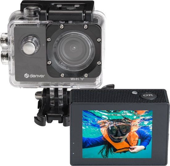 Denver Action Camera Full HD - 12MP - Photo & Video - WiFi - App - 30M Waterproof - Accessoires inclus - ACW5054