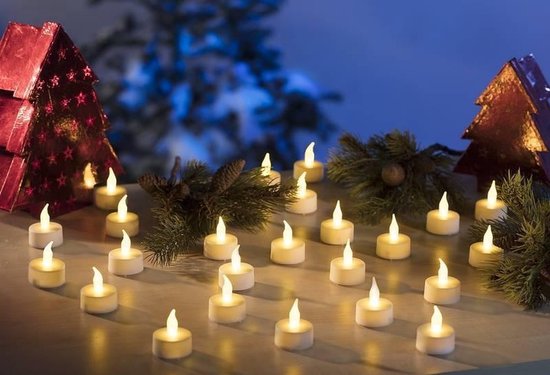 Bougies chauffe-plat LED - Boîte de 24 pièces - avec pile et minuterie