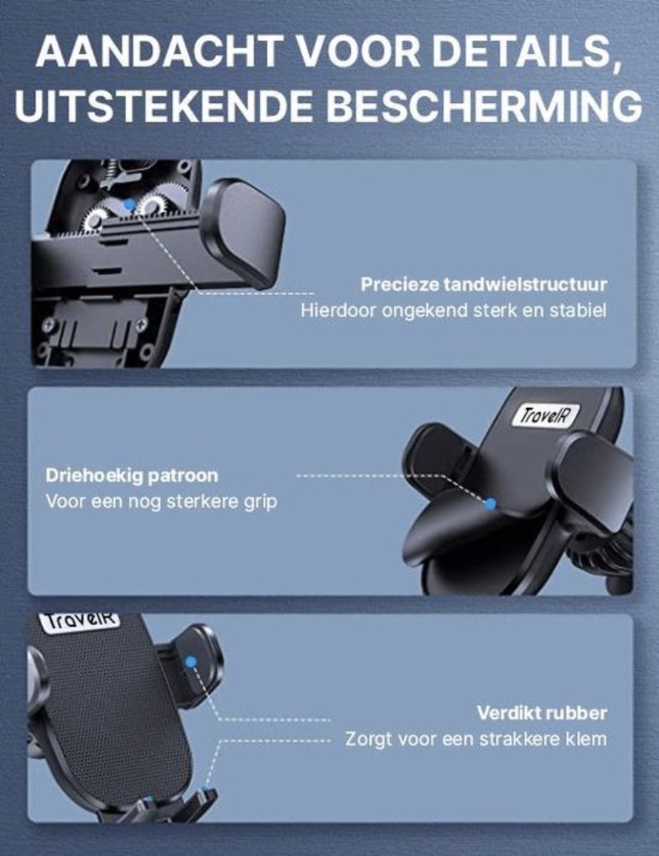 TravelR Support universel pour téléphone portable dans la voiture - Pour la ventilation du coq - Rotation à 360° - Noir