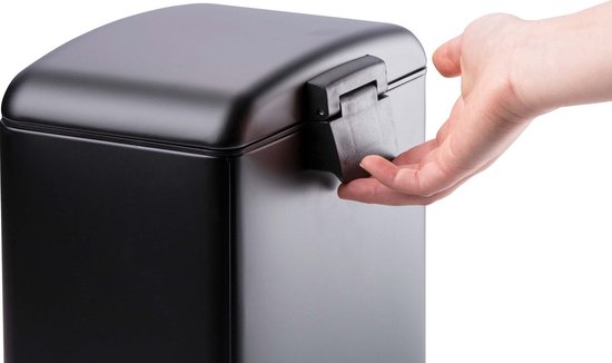 Poubelle à pédale Dirt Devil 30 litres - Mécanisme « Soft Close » - Poubelle avec bac amovible - pour la cuisine et la salle de bains - 34,5 x 32,5 x 61,5 - Acier inoxydable - Noir